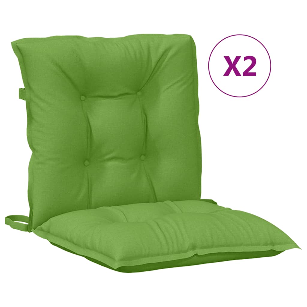 Low Back Chair Cushions Set of 2 Melange Green 100 X 50 X 7 Cm Fabric
