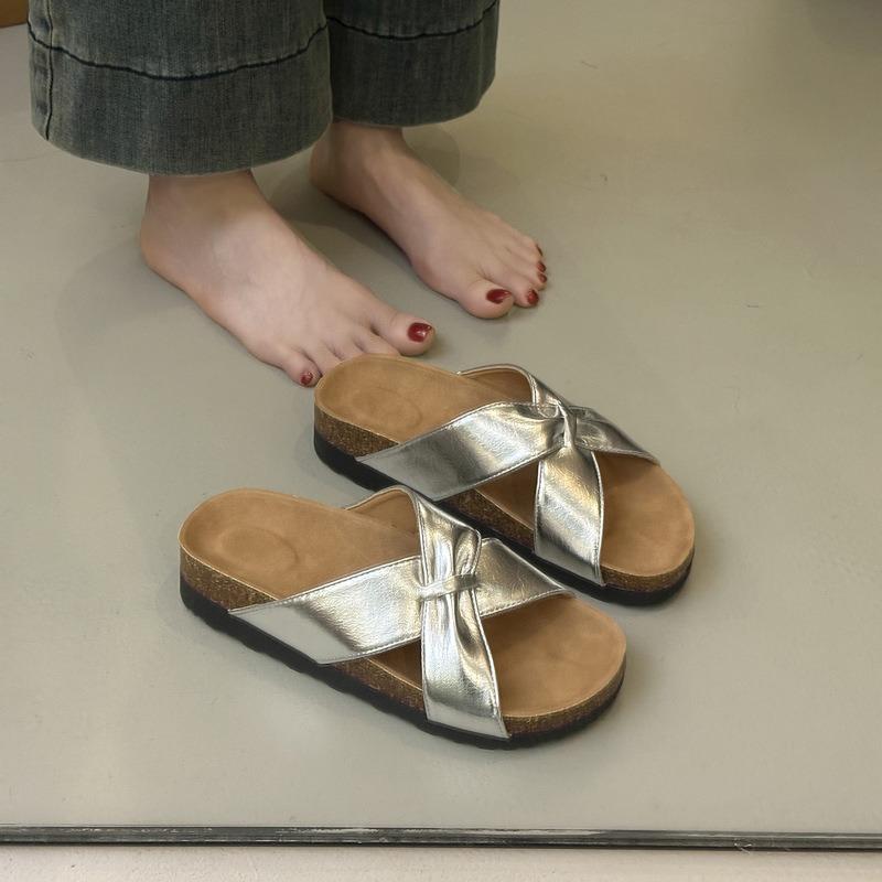 Beautiful thick-bottomed cool slippers for women's summer wear, new high-end Boken one-word slippers