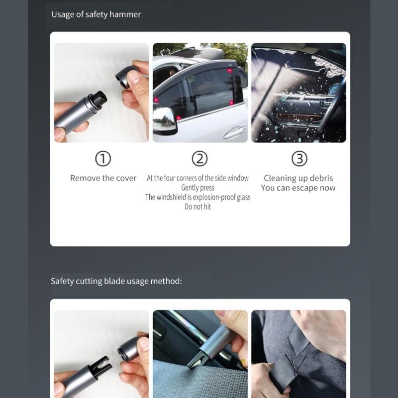 Safety Hammer Multifunctional Rescuing Hammer Car Hammer with Belt Cutter Vehicle Escape Tool Car Window Breaker