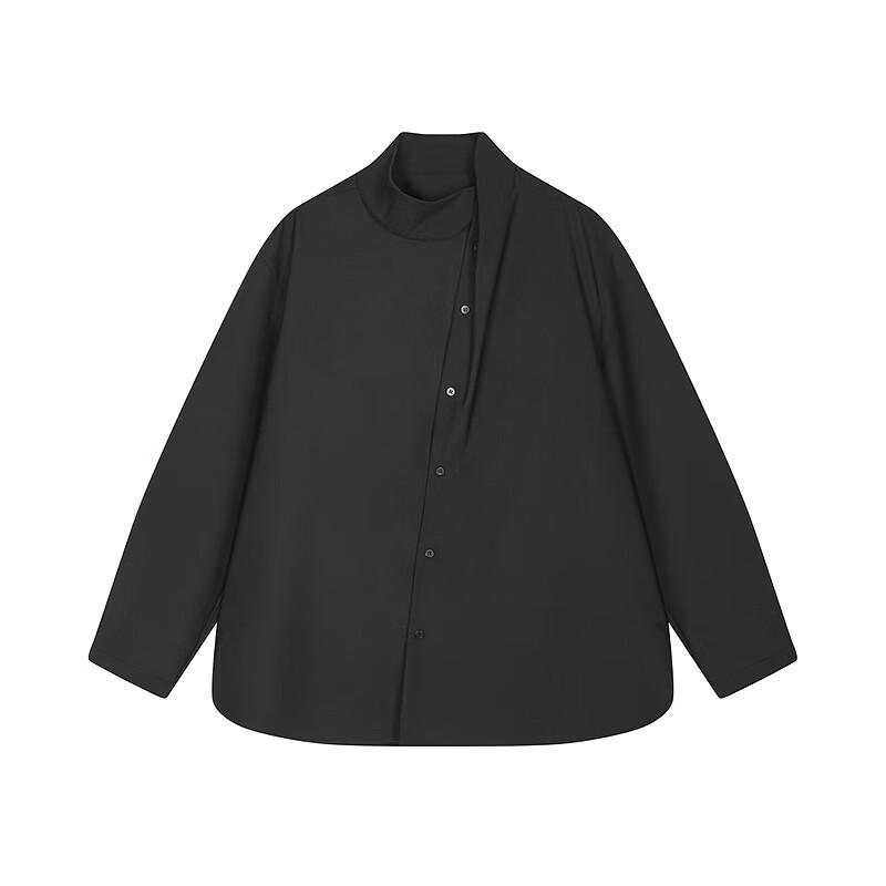 Men's 2025 Spring Loose Irregular Collar Long Sleeve Shirt