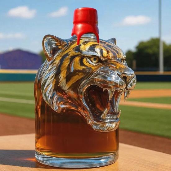 Láhev na whisky ve tvaru tygra 3D zvířecí karafa 300 ml Unikátní skleněná láhev na whisky Dárek pro milovníky whisky a nadšence do domácích mazlíčků