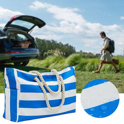 Damen Strandtaschen Groß Wasserdicht Gestreift Bedruckte Tragetasche Lässige Schultertaschen Sanddicht Schwimmbadtasche Für Reise Shopping