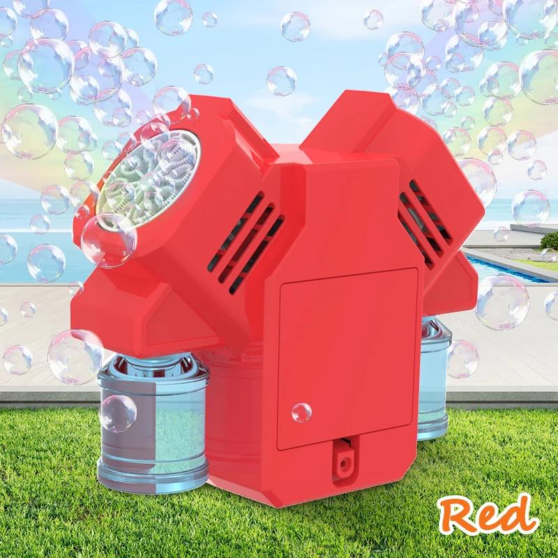 Rotating Light Bubble Machine Toy with Double Headed Bubbles Children Outdoor Bubble Toy Birthday Party, No Battery Bubble Water