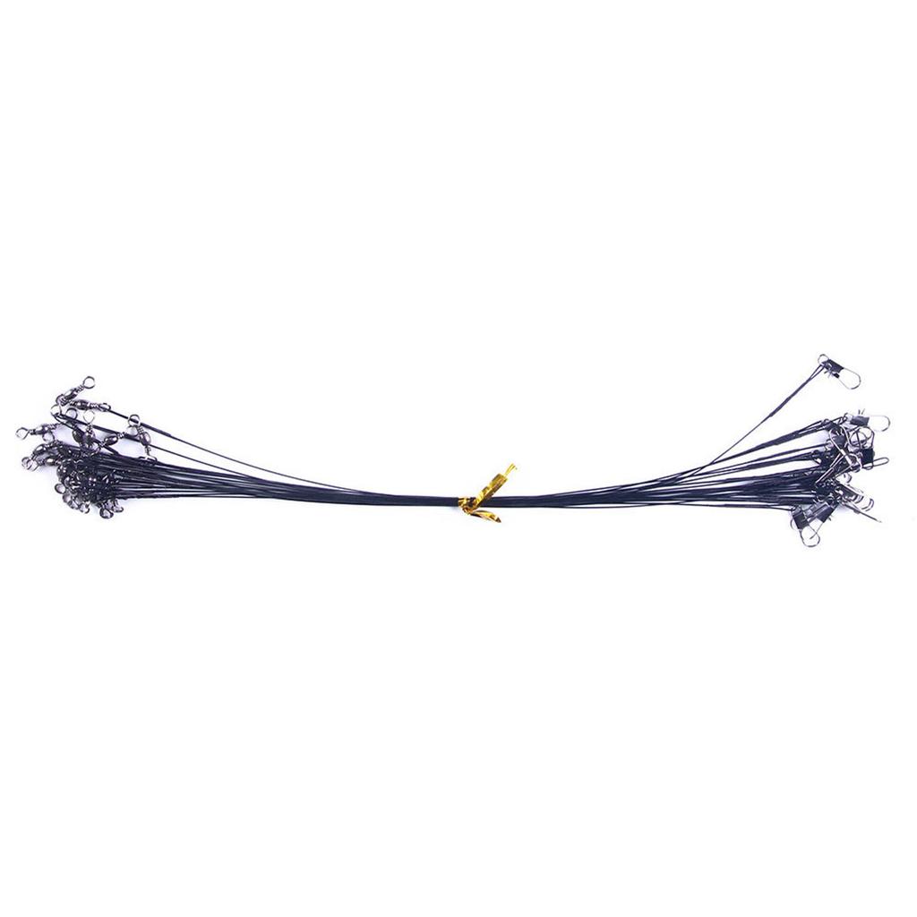 50Pcs 15cm/20cm/25cm High Strength Fishing Wire Leaders Heavy Duty Fishing Stainless Wire Leaders with Swivels and Snaps