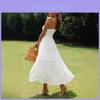 Bohemian Style Sleeveless Spliced Cotton Maxi Dress For Summer Casual Wear