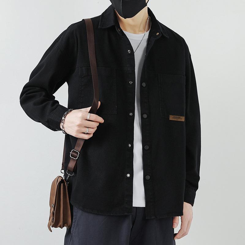 Retro Workwear Long-sleeved Shirt Men's Spring and Summer Pure Cotton Casual Top Men's Cardigan Lining
