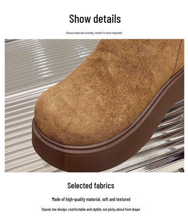 Women's Mary Jane Snow Boots - Plush, Thick-Sole, Height-Boosting, Non-Slip, Warm Winter Shoes for Petite Sizes.