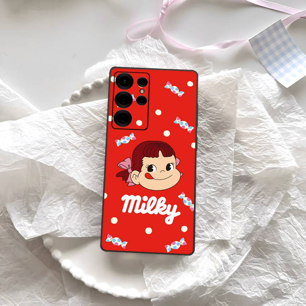 Fujiya Milky Peko Chan Phone Case For Samsung S 24 Fe 25 Ultra Plus 20 Lite 21 30 22 23 24 22 Ultra 5G Fundas