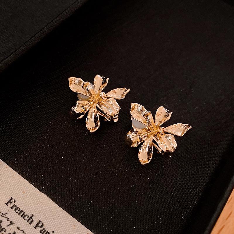 pleated striped flower petal earclips trendy versatile earrings new earrings women