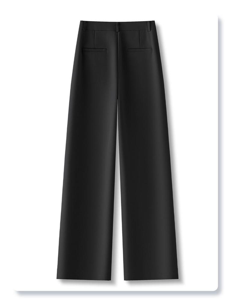 Women's Khaki Wide-Leg Suit Pants: 2025 Spring High-Waist Straight-Leg Style for Casual and Formal Wear