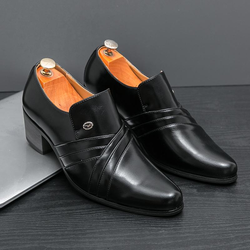 Fashion Men Formal Oxford Shoes Casual Business Office Party Loafers Men's High Heels Shoes Classic Men Shoes PU Leather Dress Shoes