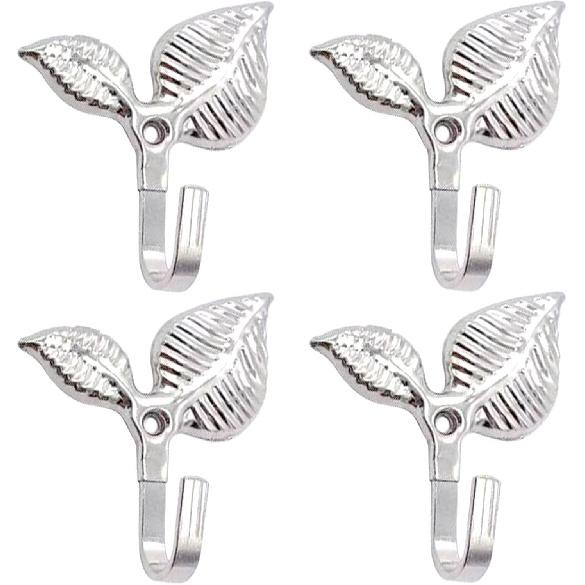 Set of 4 Vintage Leaf Wall Hooks Black Metal Coat Hooks Heavy Duty Decorative Iron Hook Wall Mounted Hangers for Hanging Towels Coats Hats Scarf Bags