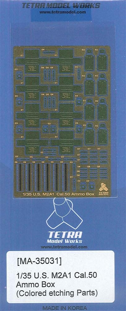 

Tetra Model масштаб MA Серия M2A1 Патронный ящик калибра .50 Пластиковые детали для сборной модели MA3531 1/35 (Предварительно окрашенный)