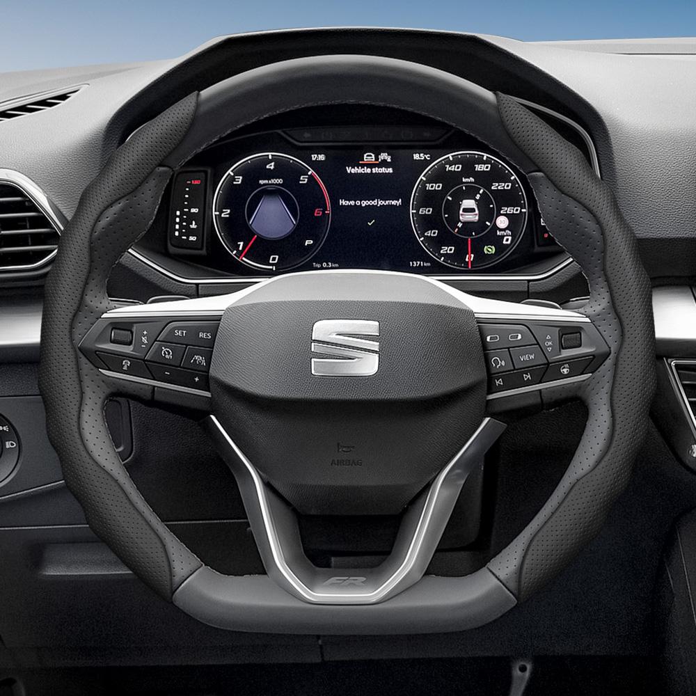 Suitable for Seat Steering Wheel Cover, Wave-Shaped Sporty Design, Breathable Leather, Segmented Anti-Slip Sweat-Absorbing Protective