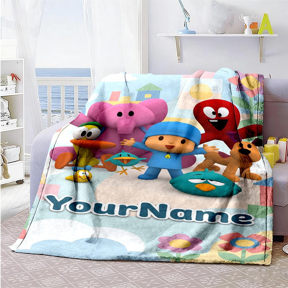 Pocoyo Personalized Name Blanket Gift Customizable Blanket Ultra-Soft Great for Home Decor Picnics Livingroom Living Room All-Season Use