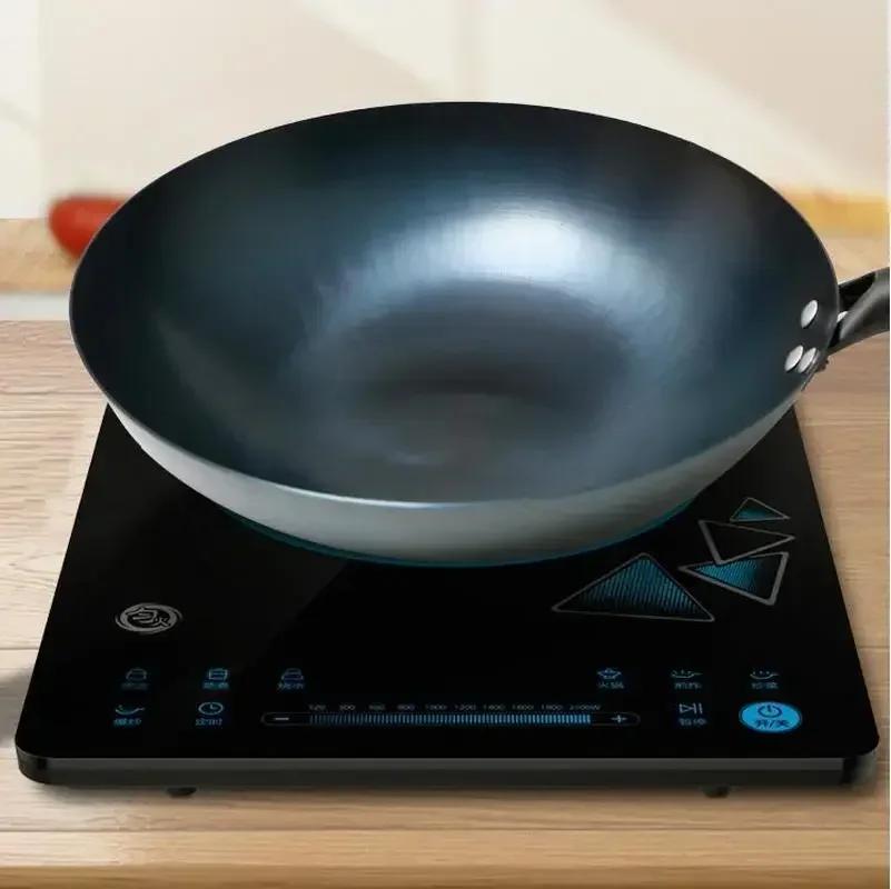 High Quality Saucepan Iron Wok Traditional Handmade Iron Wok Non-stick Pan Non-coating Induction and Gas Cooker Cookware