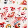 4Pcs Nail Art Slider Black Green Leaves Colorful Flowers Butterfly Spring Summer Nail Simple Designs Nail Art Stickers