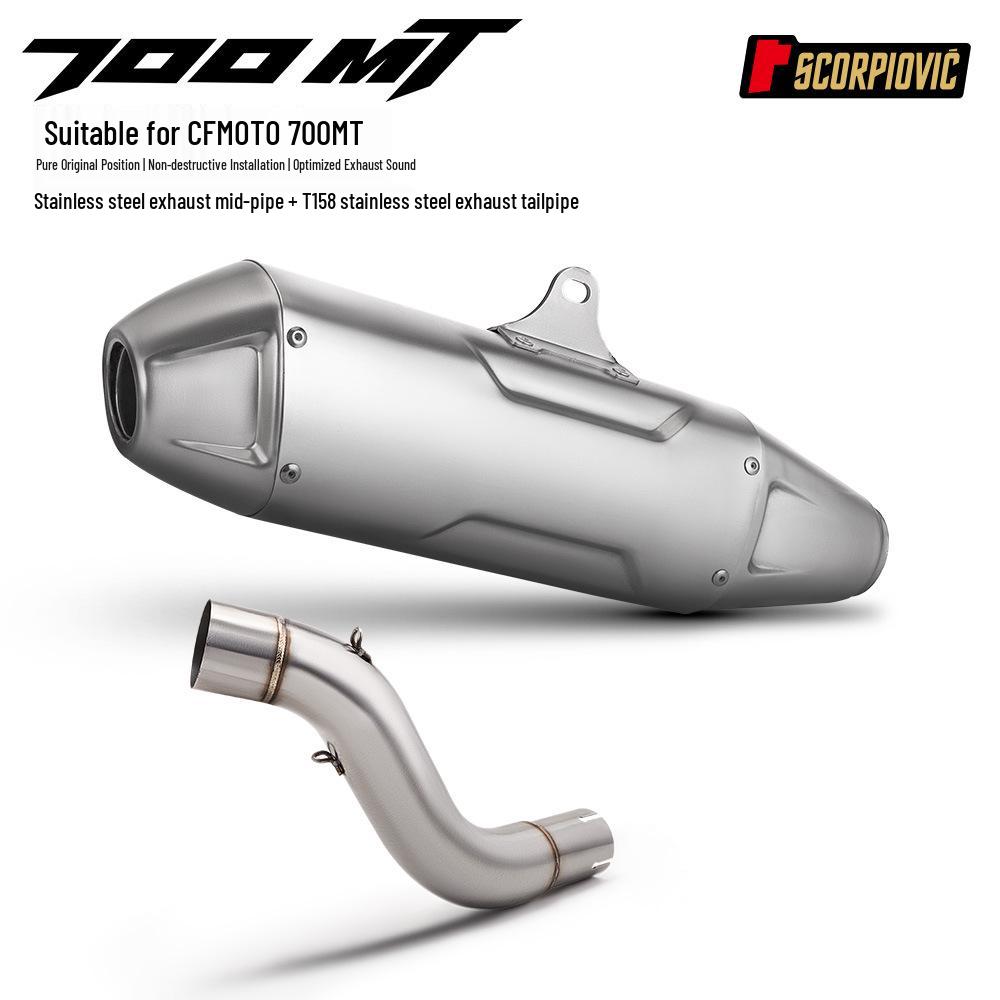CFMOTO 700MT Motorcycle Mid-pipe for SC-Project Street-legal Rear Section Modification.