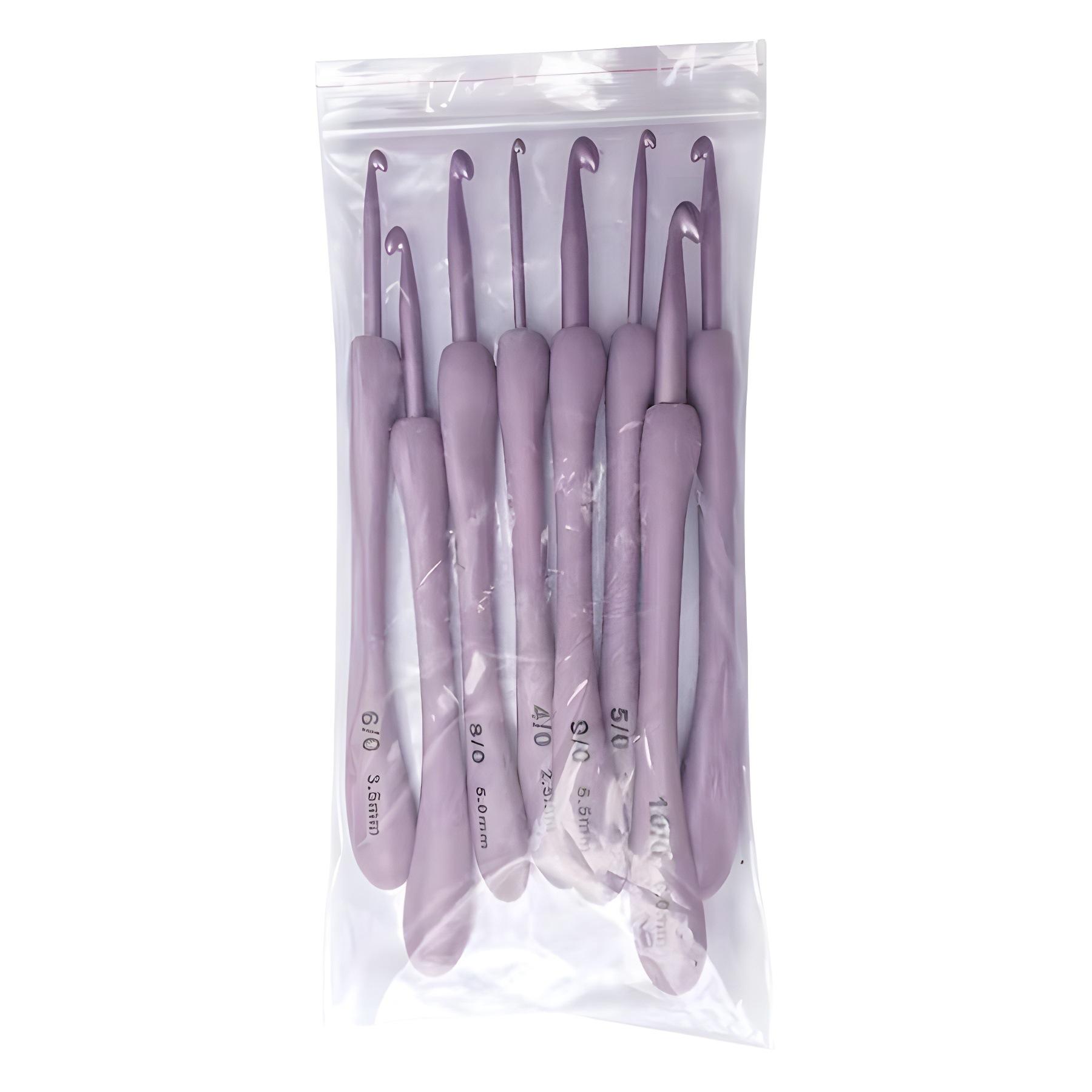 

Knitting tool sweater needle new ABS purple plastic handle alumina crochet set of 8 bags