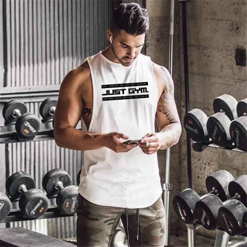 Gym Mens Tank Top Running Muscle Sleeveless Vest Stringer Clothing Bodybuilding Fashion Fitness Workout Print Sporting Singlets