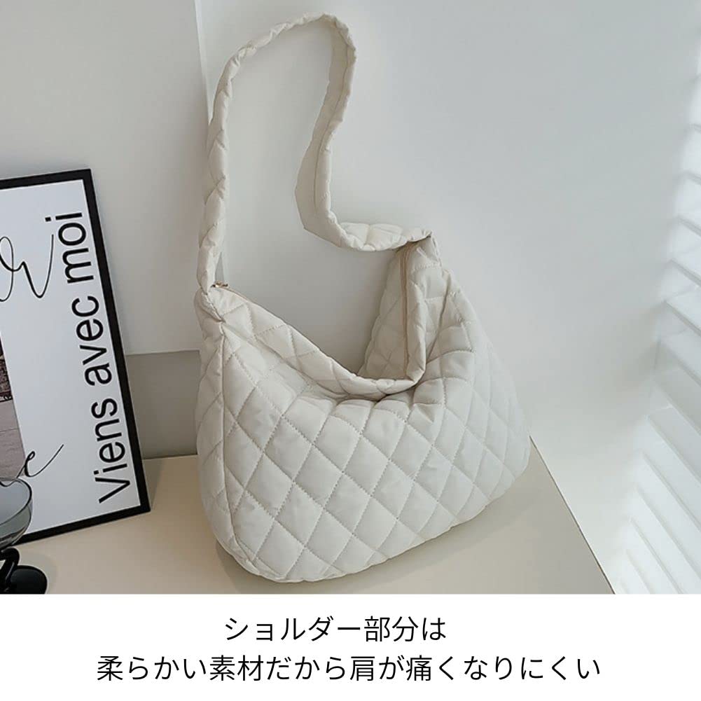 Lakeruta Quilted Shoulder Bag for Women, Perfect for Commuting, School, or as a Mother's Bag, Lightweight, Large Capacity, Fits A4, Tablets, iPads,