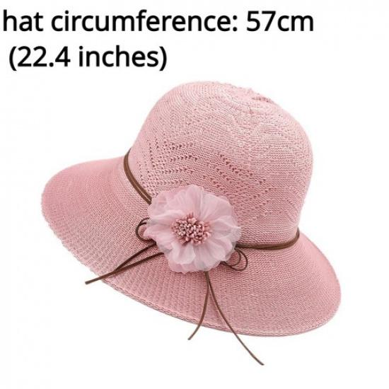 Женская ажурная вязаная шляпа-ведро для защиты от солнца, складная кепка, дышащая шляпа от солнца с 3D-цветком