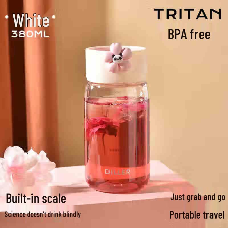 Diliber Cherry Blossom Tritan Dual-Drink Water Bottle 380ML