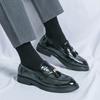 2025 New Block Business Casual Leather Shoes Men's Comfortable and Breathable Tassel One Pedal Loafers Men's Shoes