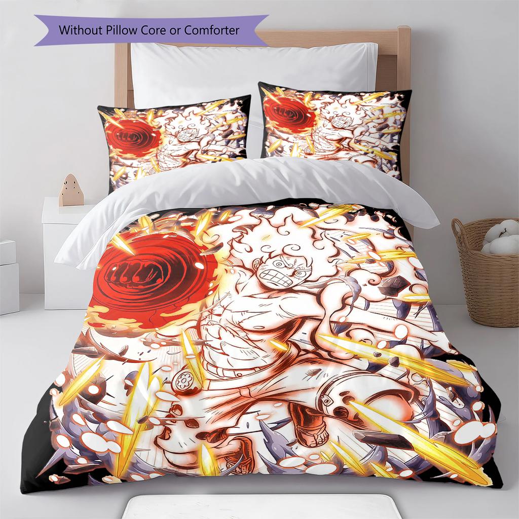 Conjunto de Colcha com Padrão de Desenho Animado Capa de Colcha Fronha Decoração de Casa Presente de Aniversário (1 capa de edredom + 2 fronhas, sem enchimento.)