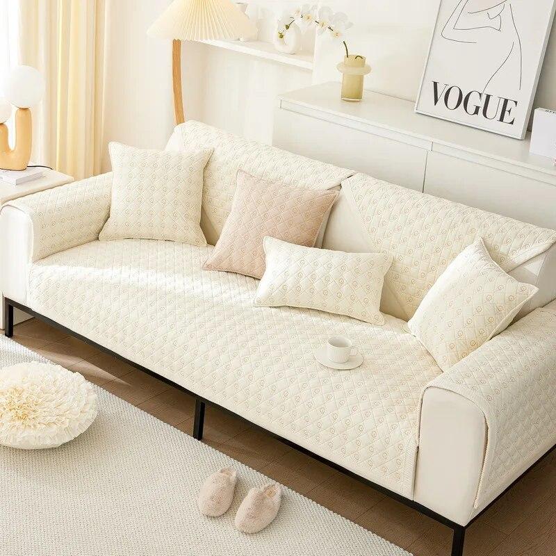 

Универсальная подушка для дивана, короткая плюшевая вышивка, цветы, чехол для дивана для гостиной, простое нескользящее украшение для дивана, спинка, полотенце 70x70cm 1pcs