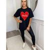 Svart Oversized T-shirt Med Rött Hjärta Gepardtryck För Vardagsbruk Och Streetstyle