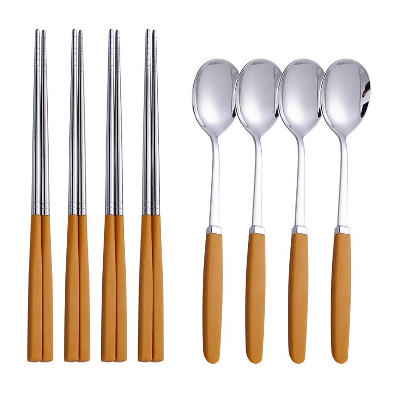 Set Tacâmuri Coreene Oțel Inoxidabil 304 Set Tacâmuri de Înaltă Calitate Set Cină Set Lingură Bețișoare Veselă 8 Buc Seturi Tacâmuri