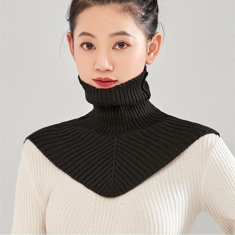 2025 Autumn/Winter High Neck Knit Shawl: Versatile Triangle Faux Collar Neck Warmer.