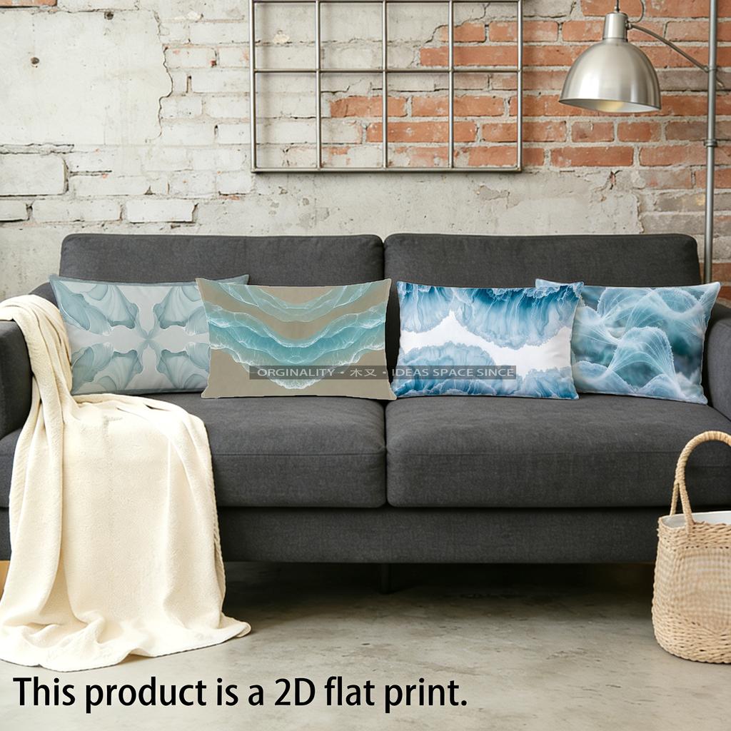 Wave Pattern Rectangle Pillowcase Suitable For Sofa Bedroom Car Pillow Cover Cushion Rectangular Back Cushion