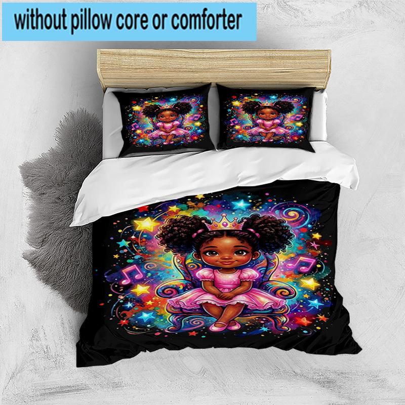 Galactic Princess Adventure 3pcs Bedding,Including 1pc Duvet Cover And 2pcs Pillowcases Perfect for Christmas,Ideal for Bedroom, Dormitory