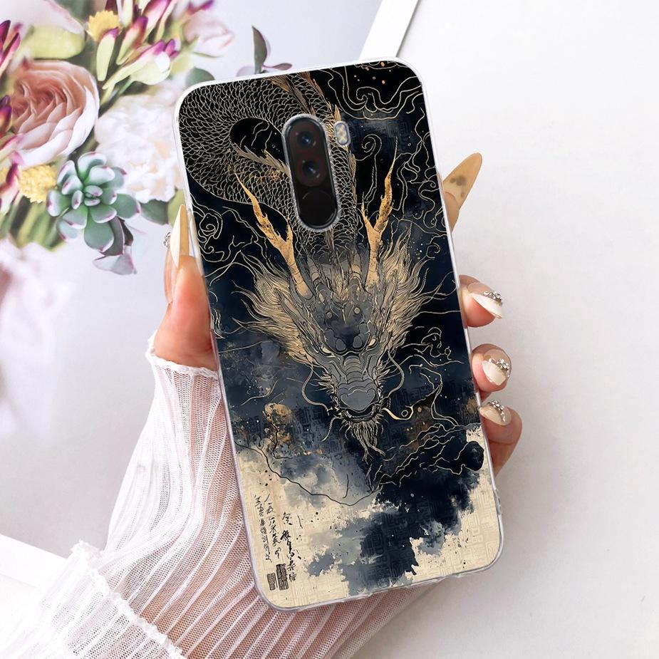 Para Xiaomi Pocophone F1 Funda Lujo Lazo Flores Pintadas Cubierta 6.18'' Suave TPU Funda para Teléfono Para Xiaomi Poco F1 PocoF1 Fundas Bumper