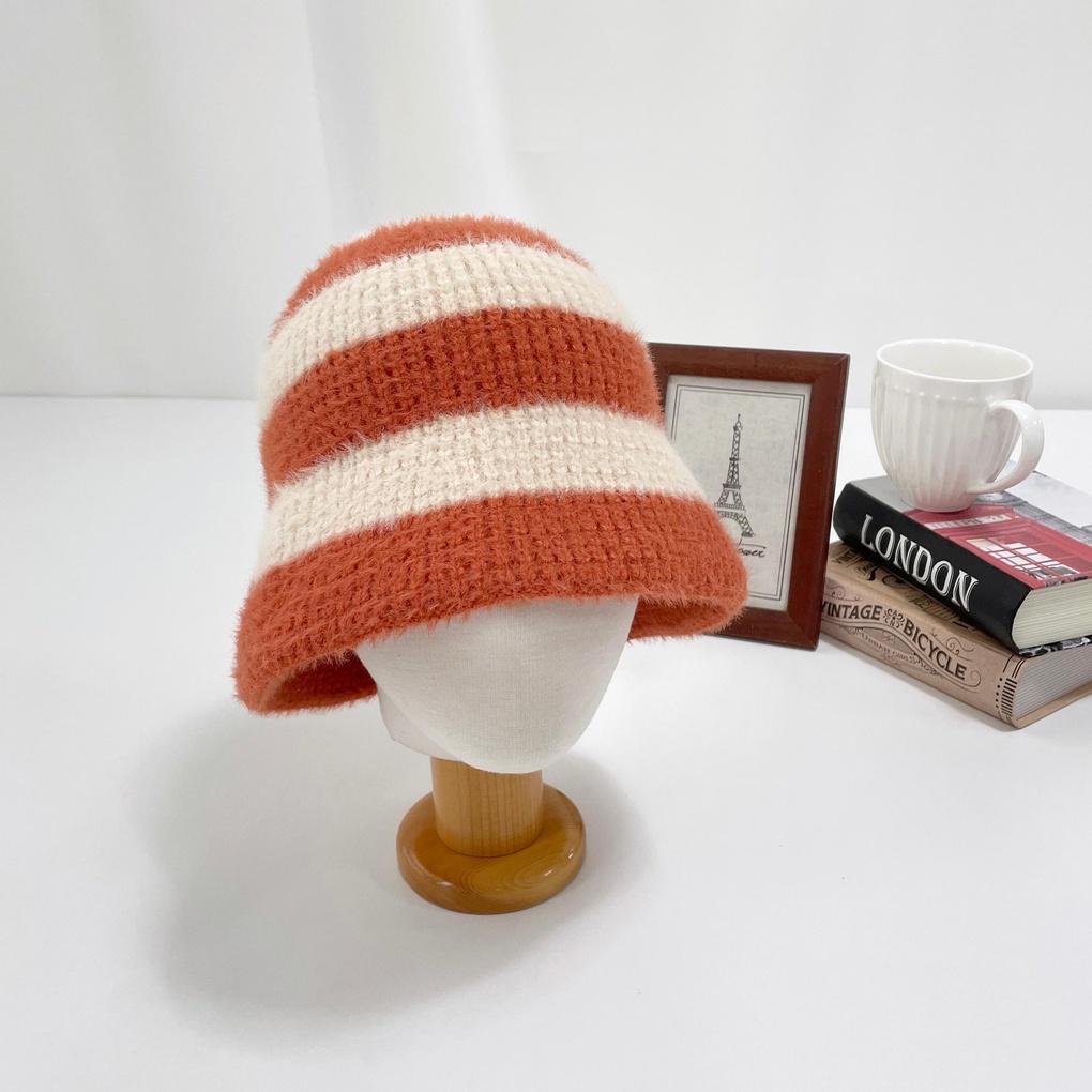 Women's and Men's Daily Striped Fur Bucket Hat