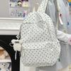 New Polka Dot Bubble Fabric Backpack, Simple, Lightweight and Large-capacity Backpack, Female Middle School and College Student School Bag