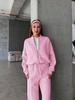 2025 Winter Plus Velvet Women's Solid Color Hoodie & Pants Set - Japanese Korean Casual Style