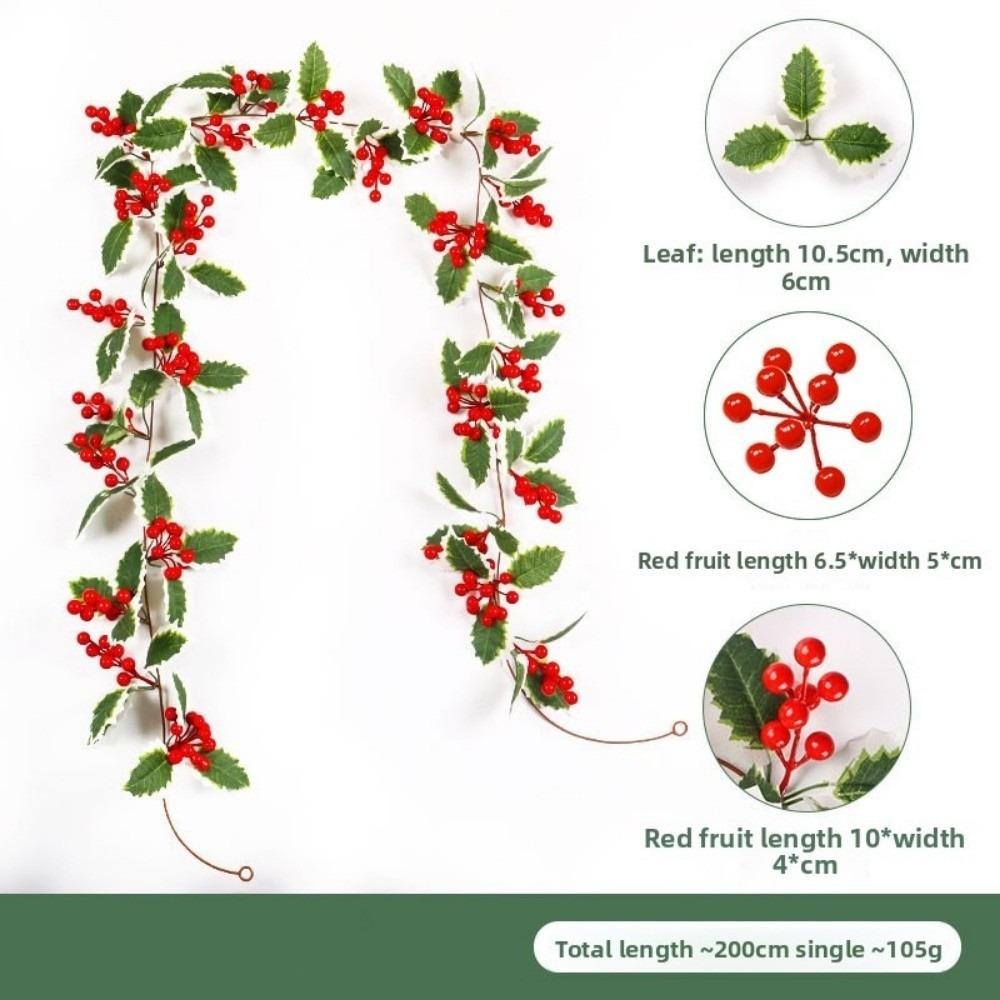 Multicolor Christmas Decorative Garland DIY Accessories Artificial Flower Hanging Wreath Red Berries Photo Props