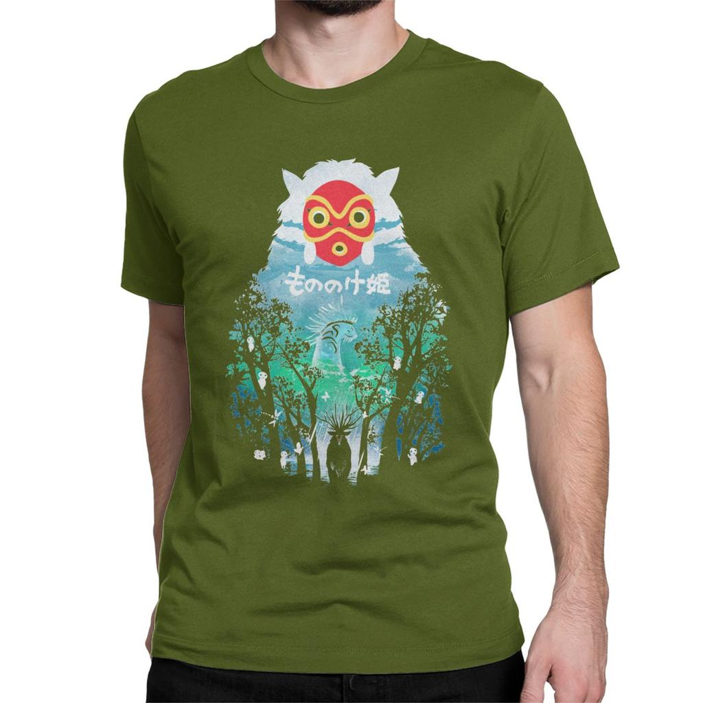 Vintage River Flows In You T Shirt For Men Pure Cotton T Shirts Princess Mononoke Ghibli