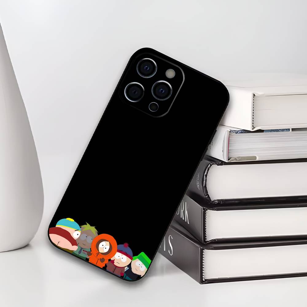 Cartoon Funny S-South-P-Park Phone Case For iPhone 17,16,15,14,13,12,11 Plus,Pro Max,XS,Soft Silicone Black Cover iPhone16e