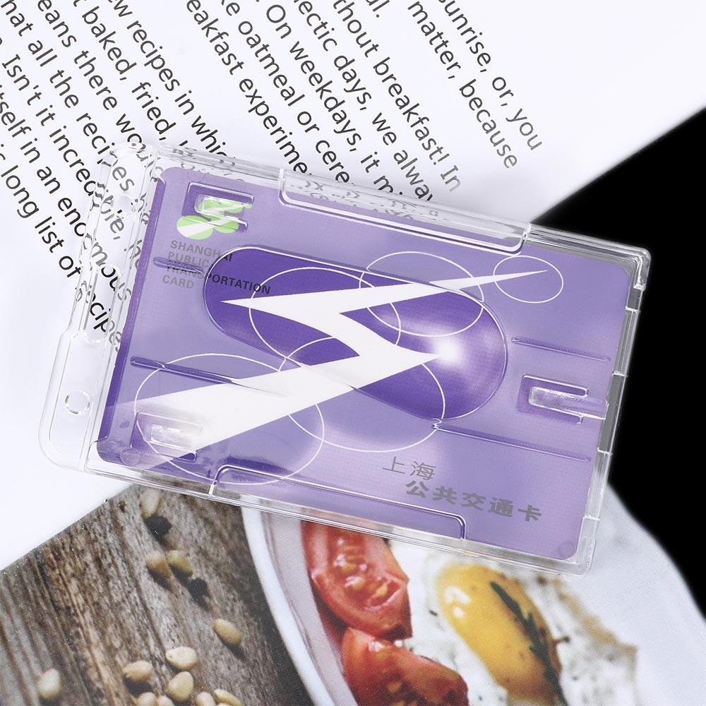10x6cm Plastic Vertical Clear Badge Holder Double Card ID case Transparent