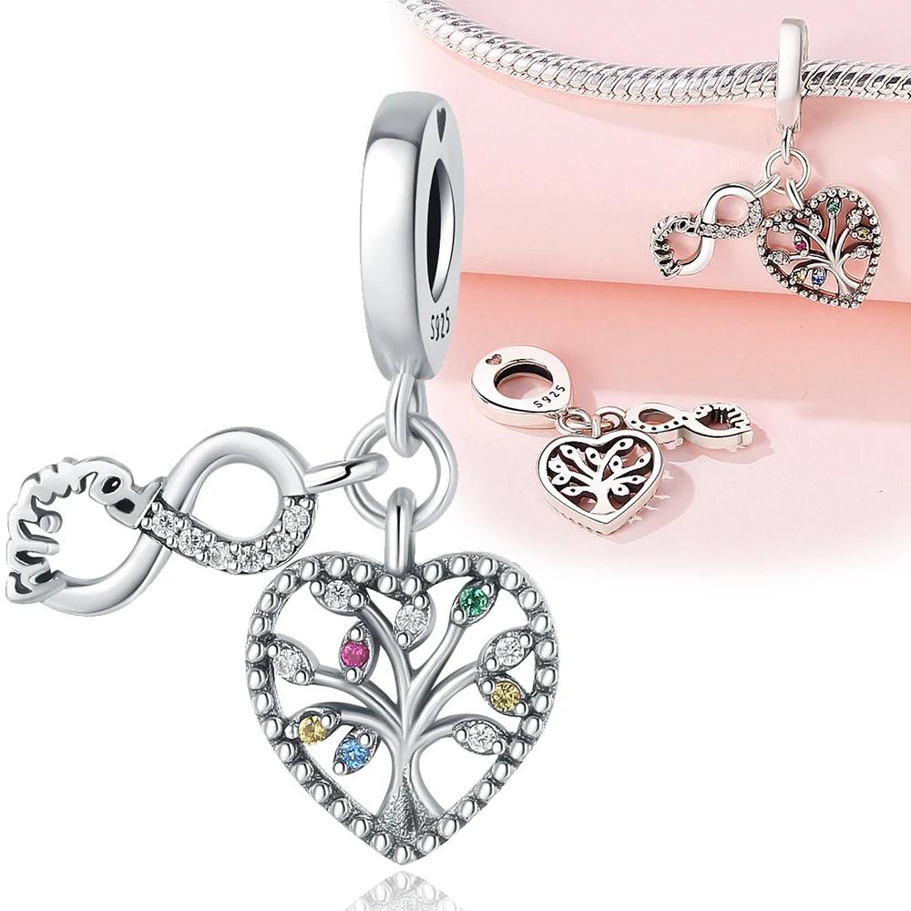 Copper Family Life Tree Pendant Forever Friends Charm Fit Original Bracelets Charms For Women Diy Fine Jewelry Gifts