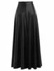 Pure Real Leather Long Classic Flare Wear Skirt Black Women's Genuine Lambskin