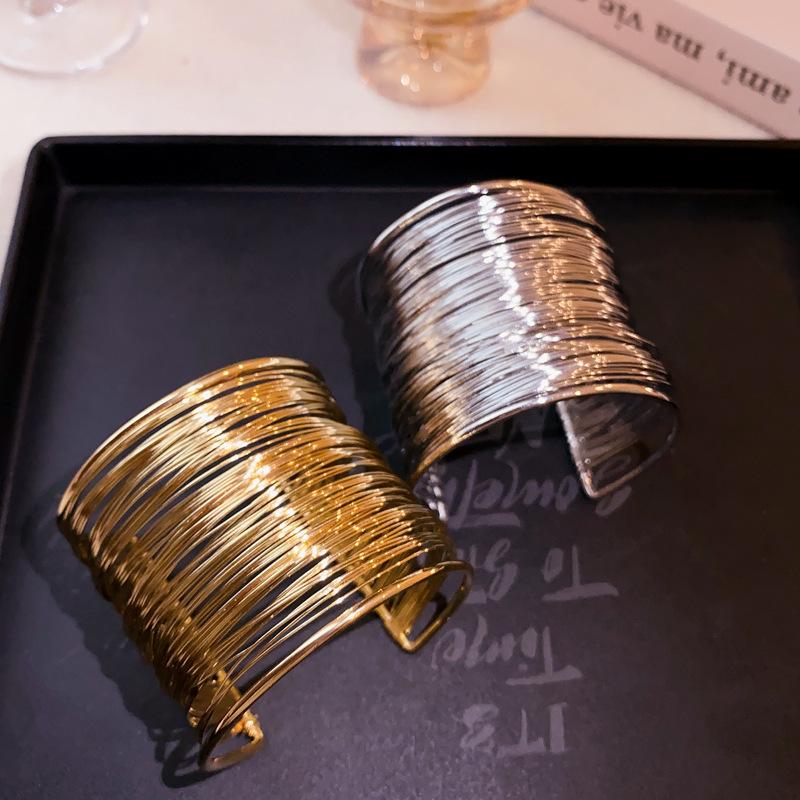 Metal wind multi-layer iron wire opening bracelet personality exaggerated bracelet fashion light luxury high-end jewelry