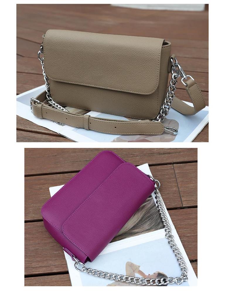 Korean Style Cowhide Chain Shoulder Bag - Elegant Summer Fashion for Women