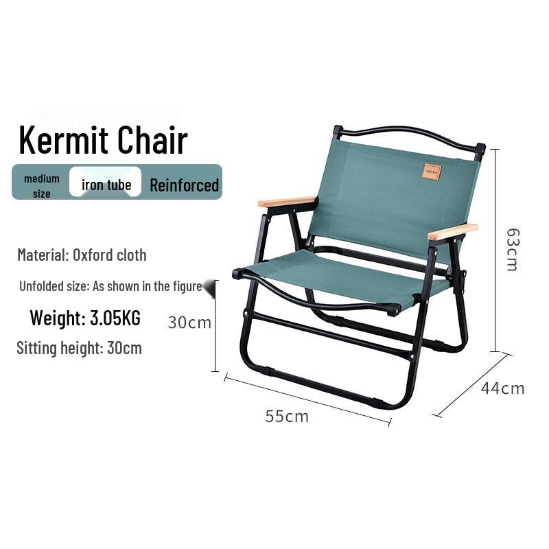 Large Portable Outdoor Folding Kermit Chair with Thickened Oxford Cloth and Metal Frame