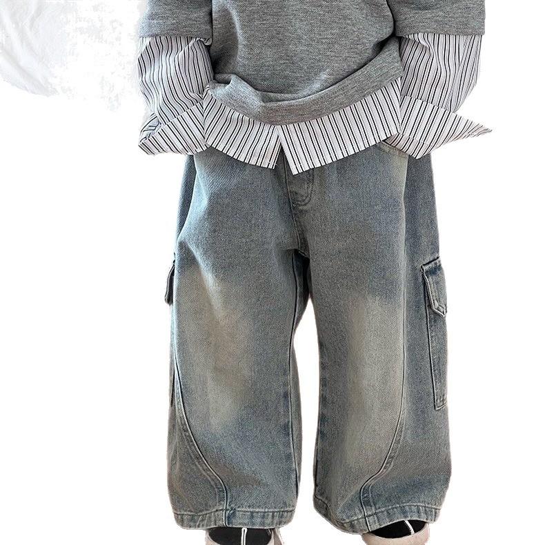Trendy Children's Spring/Autumn Jeans - Cool, Casual, Loose Straight-Leg Overalls