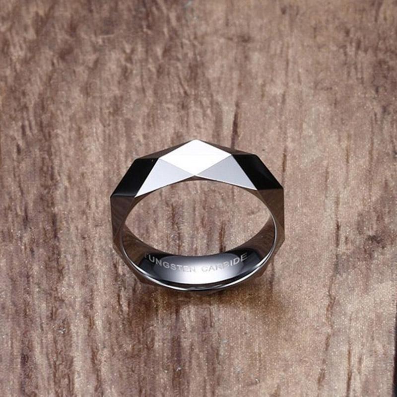 Anti-scratch Men's Rhombic Cut Tungsten Carbide Promise Wedding Bands Ring Gold Color Party Statement Fashion Women Jewelry